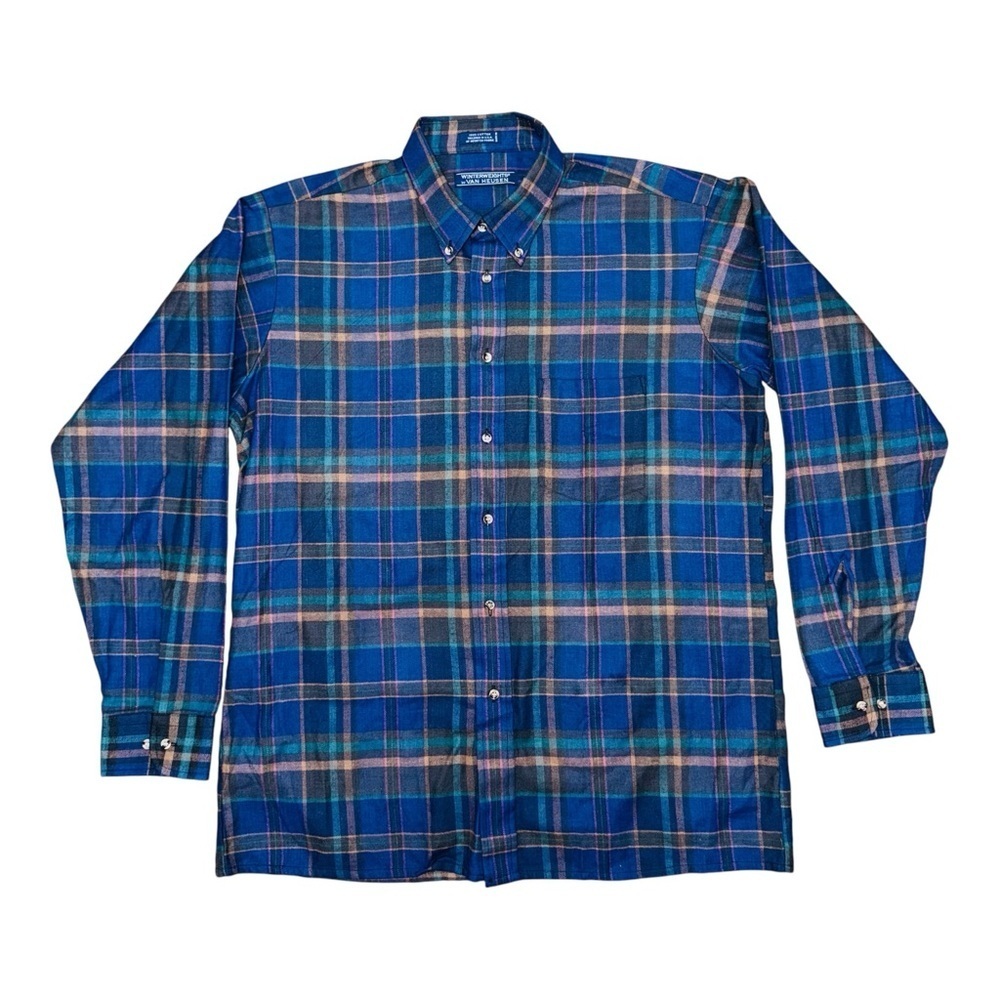 Van Heusen Blue and Green Casual Button Down Shirt Winter Weights